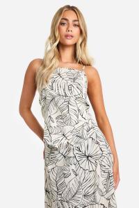 Хлопковая асимметричная майка с пальмовым принтом boohoo, черный