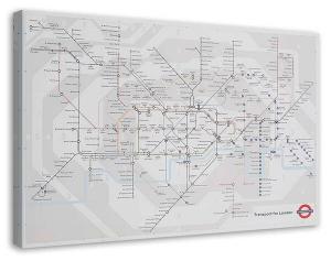 Картина на холсте Feeby Plan London Underground, 90x60x2 см, серый