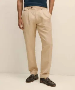 Широкие плиссированные брюки из льна и хлопка (PLT)