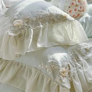 CAIMIAO Комплект постельного белья Chic Ruffle Lace из хлопка One Color