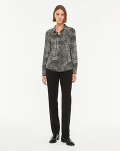 Женские прямые брюки из римской трикотажной ткани с карманами на молнии Paz Torras, черный