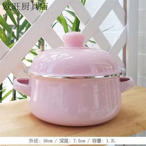 Modern Housewife Fancychic эмалированная кастрюля для супа с крышкой, винтажная толстостенная кастрюля с двумя ручками для лапши и тушения, подходит для индукционной плиты, три цвета, 20 см