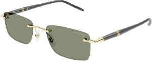 Мужские солнцезащитные очки Montblanc MB0344S, золотисто-серо-зеленые, золотистые, серые, зеленые, размер 54, GOLD