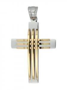 Adeliás Мужской кулон - крест из нержавеющей стали, серебристый