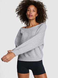 Толстовка с открытыми плечами из флиса Ivy Pink, medium heather grey