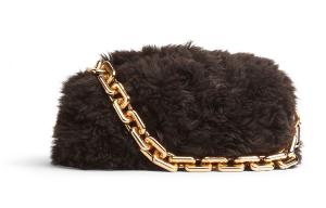 Bottega Veneta Женская клатч из овчины темно-коричневого цвета