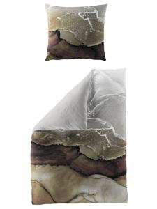 Постельное белье Bierbaum Mako-Satin с мраморным эффектом, коричневый цвет Bierbaum, 135 x 200 + 80 x 80 см