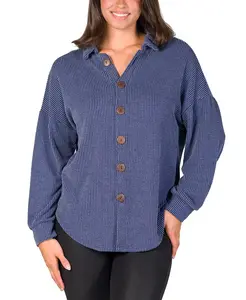 Женская жакет-рубашка с длинным рукавом и воротником на пуговицах 24seven Comfort Apparel, синий