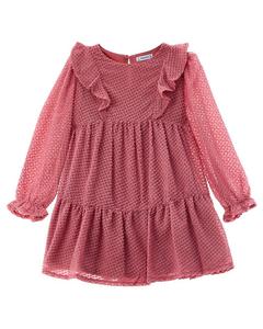 Платье плюмети с оборками и розами Mayoral, розовый