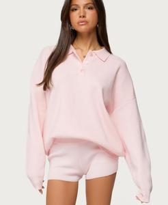 Женский вязаный поло-свитер Lorie оверсайз Edikted, Light-pink