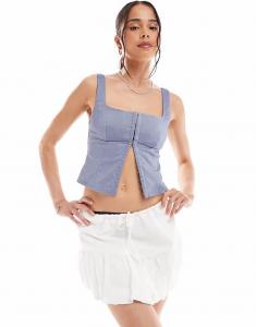 Мини-юбка Stradivarius STR с оборками белого цвета