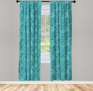 Шторы ABAKUHAUS в бирюзовых тонах, рисунок тушью, переплетенные ветви деревьев, почки и листья в абстрактном дизайне, 2 панели 75 x 225 см, бирюзовый цвет Abakuhaus