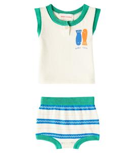 Комплект из хлопкового топа и панталон Baby Lucky Fish Bobo Choses, белый