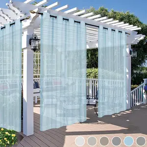 Уличная штора с люверсами, водонепроницаемая, прозрачная, для патио, комплект из 2 шт., 132x244 см (Ш*В), синяя easy home