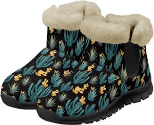 Женские зимние ботинки Jeiento Floral с цветами, легкие, пушистые, с утолщенной подошвой, противоскользящие, Cactus