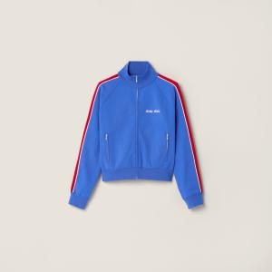 Свитшот на молнии из технической пряжи MIU MIU, ярко-синий/красный