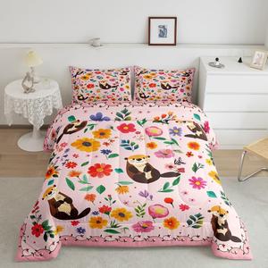 Erosebridal Комплект постельного белья Sea Otter в стиле бохо с цветочным принтом, розовый, Pink Red Green Blue Purple Brown Yellow