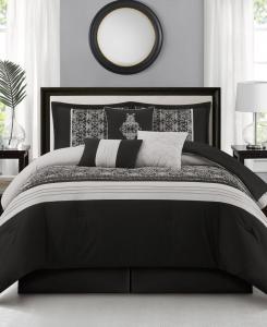 Комплект постельного белья Charley Geometric из 7 предметов, размер King Stratford Park, Silver