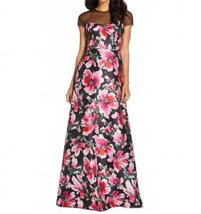 Флоральное платье Micado в черном и розовом Adrianna Papell