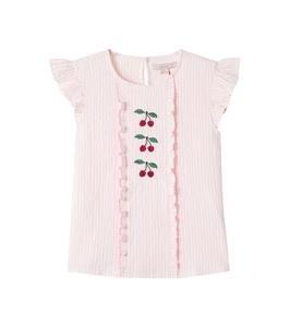 Топ из хлопкового пике с вышивкой Ellie Konges Sløjd, Peony Stripe