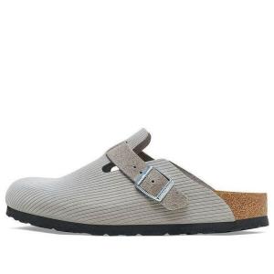 Тапочки boston suede embossed 'corduroy stone coin' Birkenstock, серый