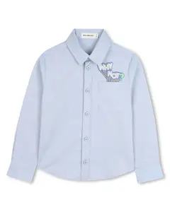 Детская рубашка синего цвета из хлопка Billieblush, светло-голубой