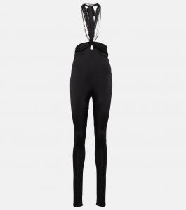 Узкие брюки Ruby с высокой талией и застежкой-халтер The Attico, черный