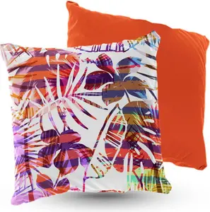 Подушка велюровая PREMIUM с рисунком экзотических листьев, 40x40 см, декоративная с наполнителем, для гостиной, спальни или в подарок, 5 шт. 5made