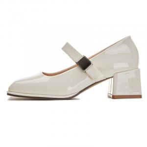 Туфли-марджери на массивном каблуке 5 см POOQ, бежевый