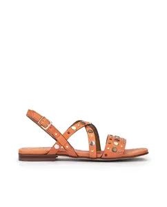 Женские кожаные сандалии на плоской подошве с заклепками Pedro Miralles, оранжевый