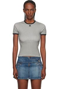 Courrèges Футболка с контрастными черно-белыми элементами