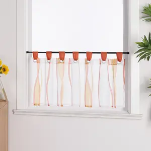 Шторы-вуаль для кафе, бистро, кухни, короткие шторы с петлями, прозрачные, оранжево-белые, 45 x 120 см Joyswahl