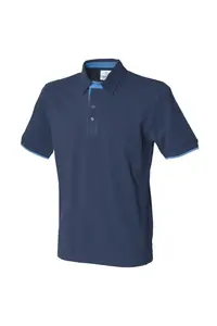 Рубашка поло из пике с контрастом Front Row, темно-синий