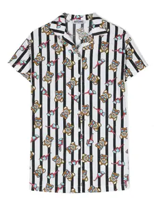 Полосатое платье с принтом Teddy Bear Moschino Kids, белый