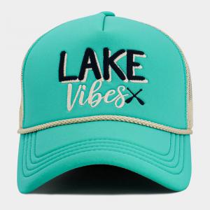 Бейсболка-тракер LAKE Vibes с вышитой надписью и сетчатой ​​задней частью FASHNZFAB, бежевый, бирюзовый