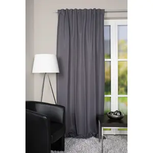 ИДЕИ ДЛЯ ДОМАШНЕЙ ГОСТИ Гардина «ДЖОН», (1 шт.), ВxШ: 245x140, комбинированная ленточная плотная ткань Home Wohnideen, антрацит