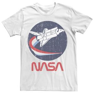 Мужская трехцветная футболка с вырезом и надписью NASA Shuttle Licensed Character, белый