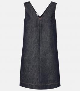 Мини-платье из хлопкового твила Monili Brunello Cucinelli, Blu