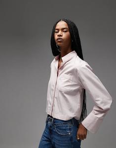 Рубашка свободного кроя с воротником-стойкой ASOS DESIGN бледно-сиреневого цвета