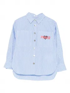 Рубашка в полоску с принтом логотипа Pinko Kids, синий