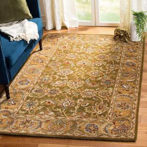 Ковер SAFAVIEH, 92 x 153 см, Classic Collection, Olive & Camel, ручной работы, традиционный восточный, шерстяной, идеален для помещений с высокой проходимостью: прихожая, гостиная, спальня (CL758M)