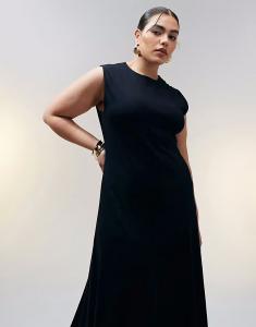 Сарафан миди без рукавов из хлопка ASOS Design Curve черного цвета ASOS Curve