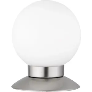 REALITY Светильник LED настольная лампа Princess LED-панель 1 шт. Теплый белый цвет Шаровидная стеклянная настольная лампа с 4-регулировкой через сенсор TOUCH Reality Leuchten, Nickelfarben