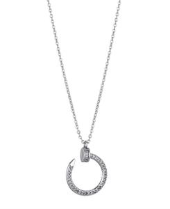 Серебряное кольцо-подвеска в виде изогнутого гвоздя с фианитами ADORNIA, Silver
