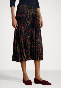 Юбка Lauren Ralph Lauren BELTING-PRINT PLEATED GEORGETTE SKIRT, Navy Multi/Dark Blue