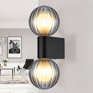 Настенный светильник Globo Lighting Ander Typ A, дымчатое стекло / алюминий - 2 пламени - черный