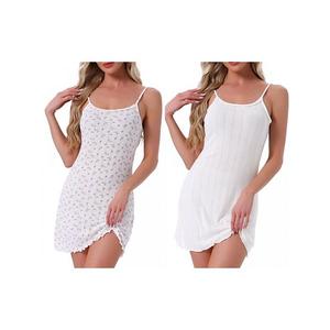 2 упаковки женской ночной сорочки на тонких бретелях без рукавов с рюшами по подолу Inspire Chic, Floral White