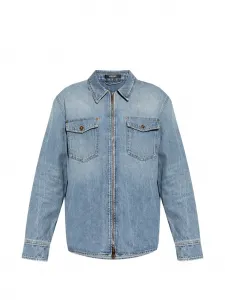 Рубашка с нагрудными карманами на молнии Versace, синий