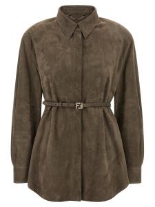 Замшевая рубашка FENDI, серый