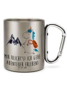 Кружка из нержавеющей стали Единорог-альпинист с серебряной надписью Mr. & Mrs. Panda